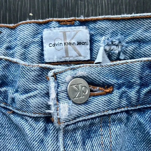 Vintage 90s Y2K Light Wash Calvin Klein Structured Cotton Straight Leg Mom Jeans - Picture 4 of 8